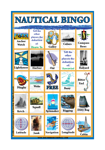Nautical Bingo or Sailing Bingo