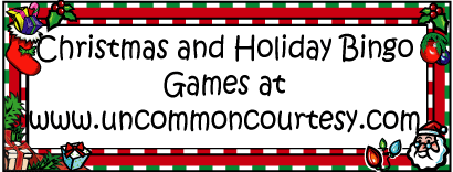 Christmas and Holiday Bingo Games at UnCommonCourtesy.com