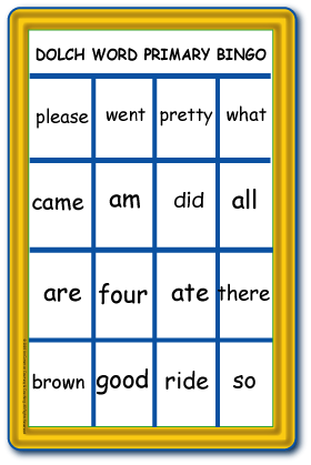 Primary (Sight Word) Bingo